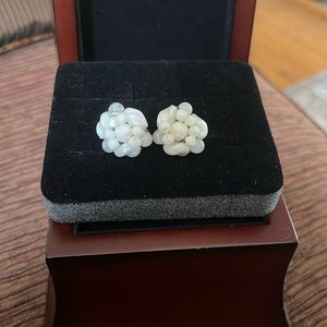 Vintage white beaded earrings